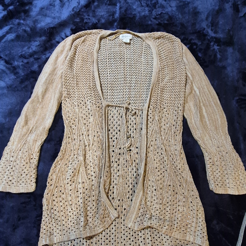 Style & Co. Tan Open Knit Cardigan